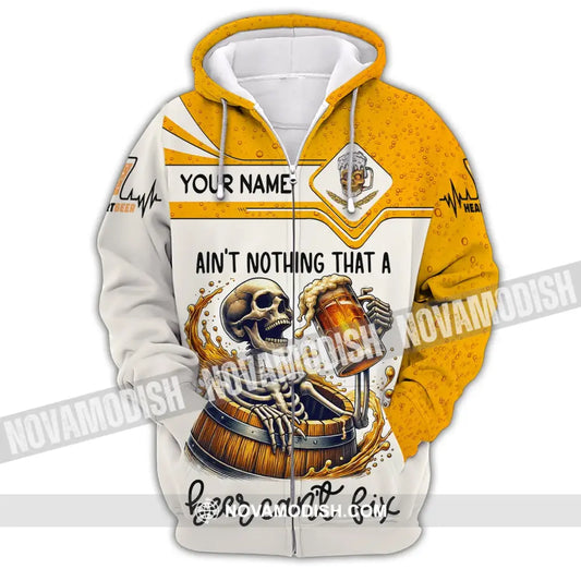 Unisex Shirt Custom Name For Beer Lover Ain’t Nothing A Can’t Fix Zipper Hoodie / S T-Shirt