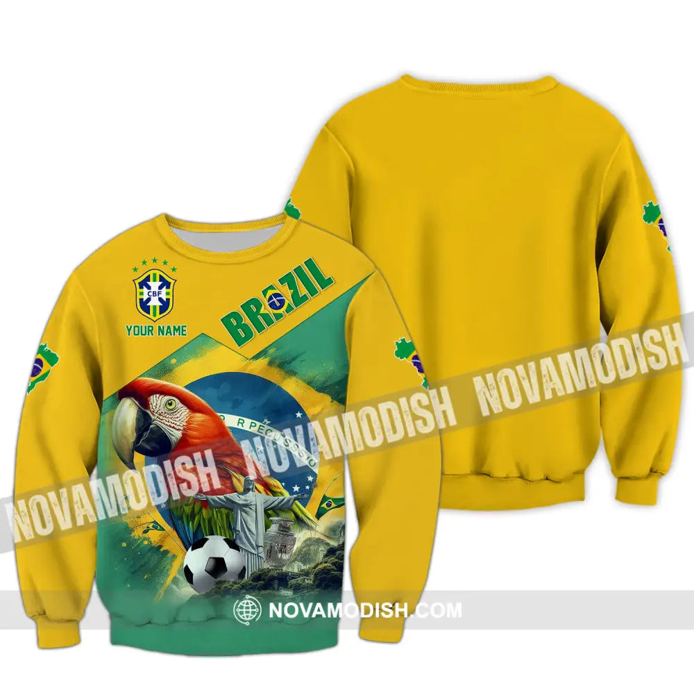 Unisex Shirt Custom Name For Brazil Hoodie Polo Long Sleeve / S T-Shirt