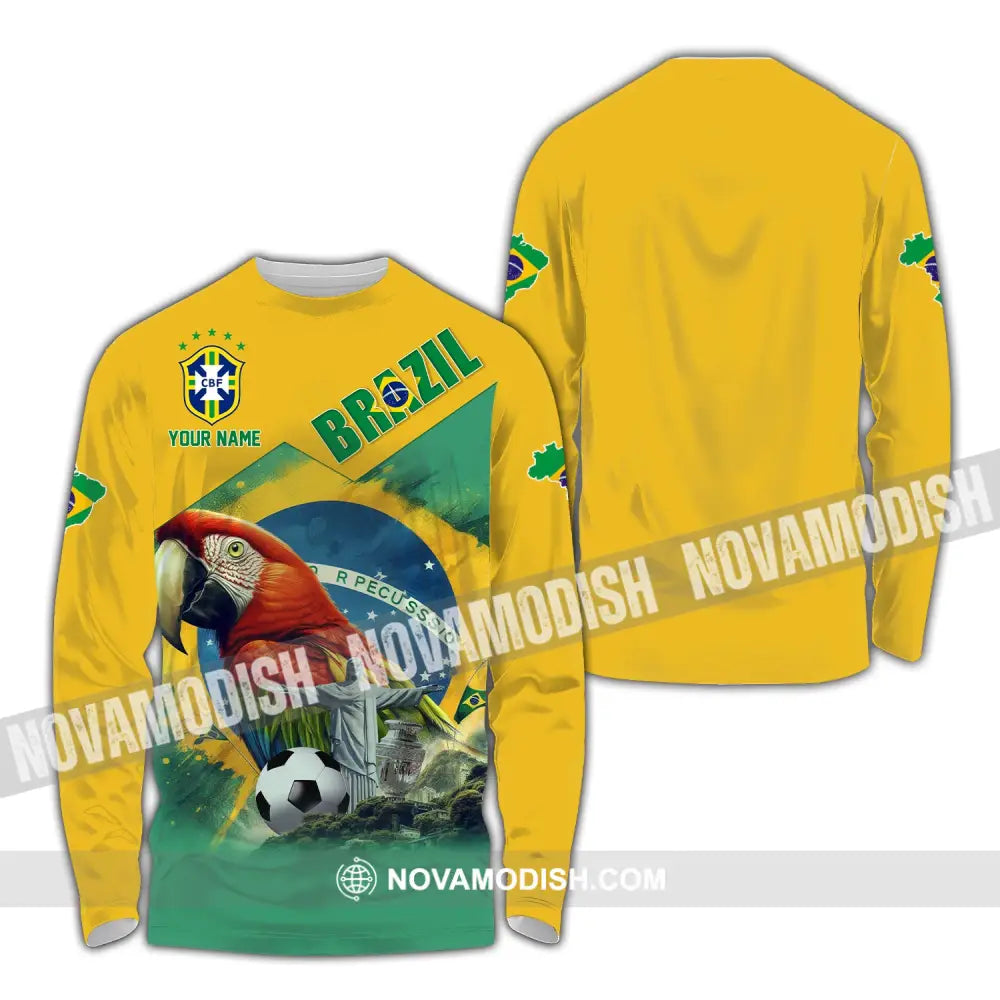 Unisex Shirt Custom Name For Brazil Hoodie Polo Long Sleeve / S T-Shirt