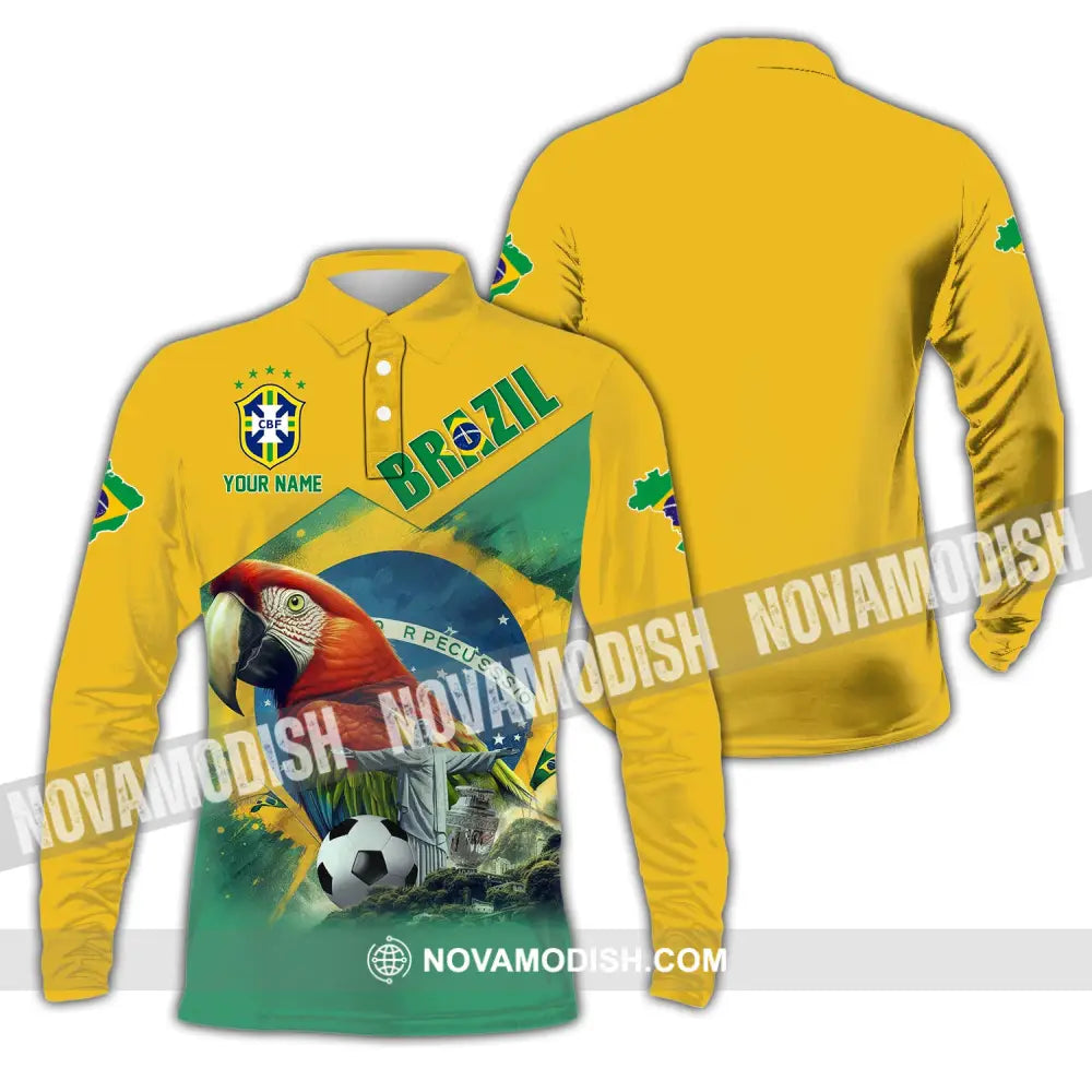 Unisex Shirt Custom Name For Brazil Hoodie Polo Long Sleeve / S T-Shirt