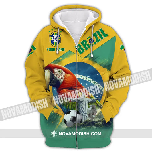 Unisex Shirt Custom Name For Brazil Hoodie Polo Long Sleeve Zipper / S T-Shirt