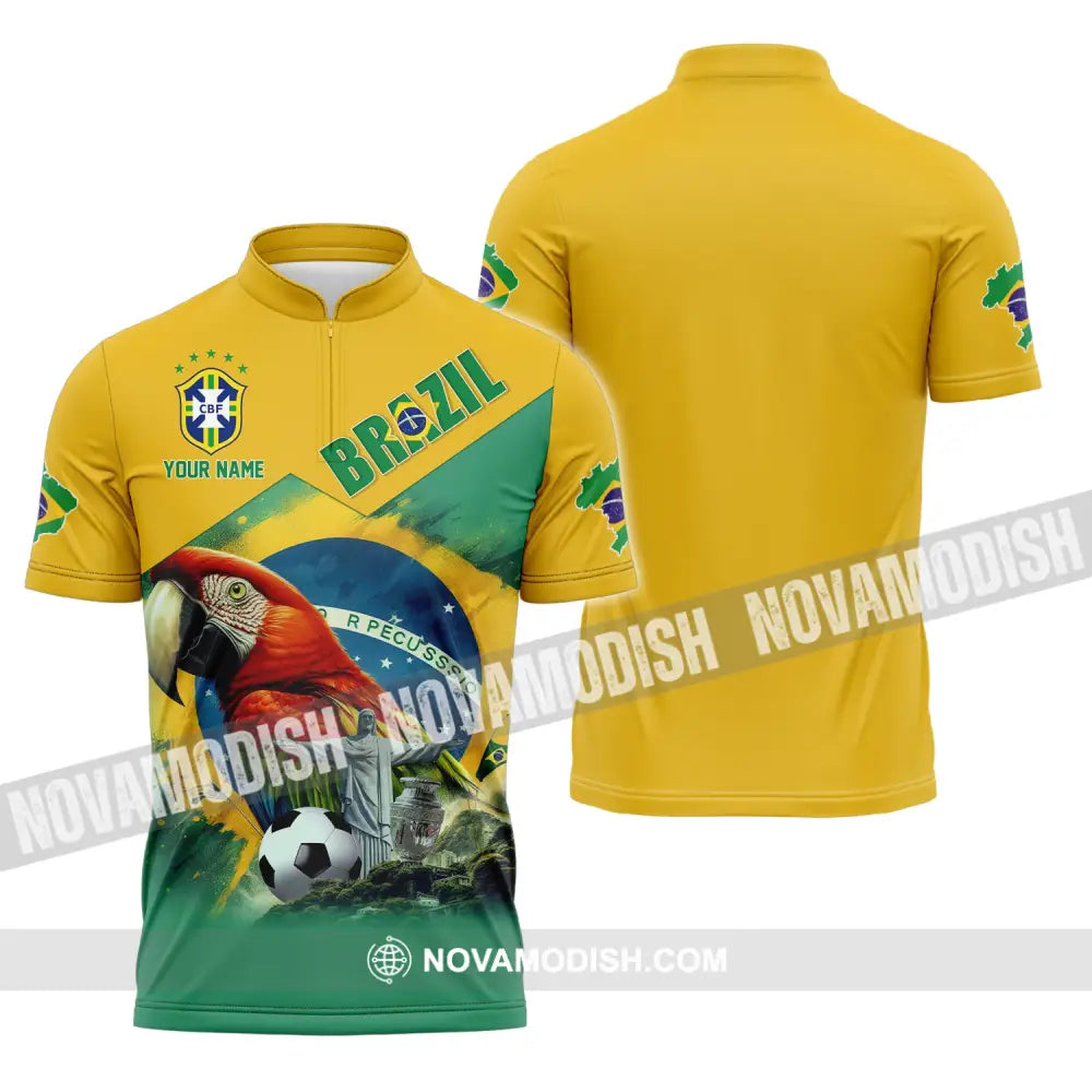 Unisex Shirt Custom Name For Brazil Hoodie Polo Long Sleeve Zipper / S T-Shirt