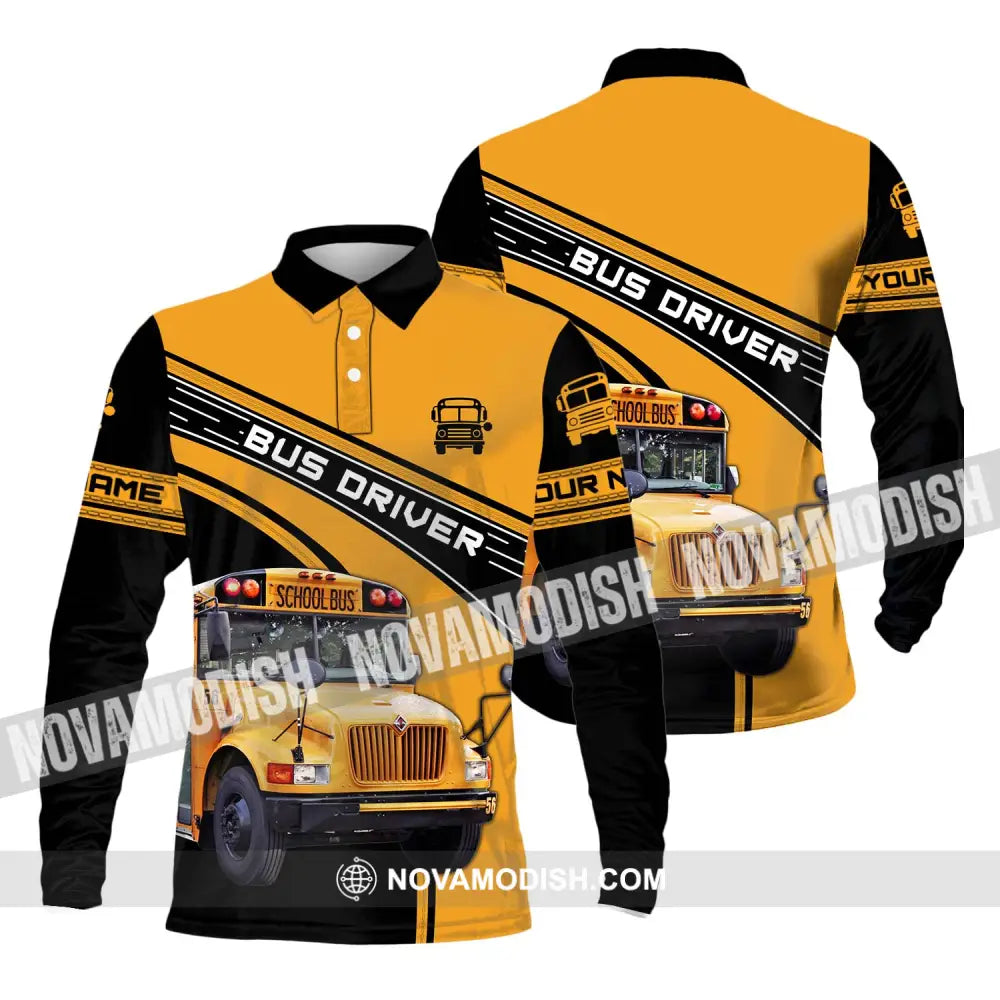 Unisex Shirt - Custom Name Shirt For Bus Driver Long Sleeve Polo / S T-shirt
