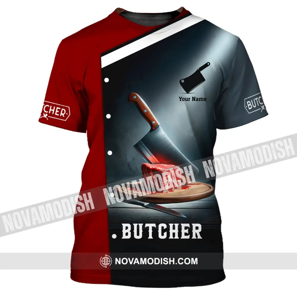 Unisex Shirt Custom Name For Butcher Butchery Hoodie Meat T-Shirt / S