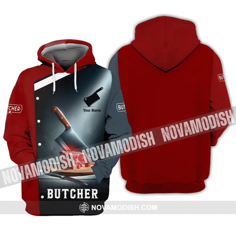 Unisex Shirt Custom Name For Butcher Butchery Hoodie Meat T-Shirt / S