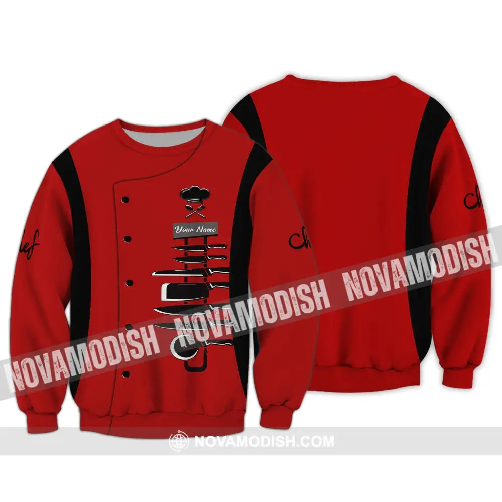 Unisex Shirt - Custom Name Shirt For Chef - Knife Collection Long Sleeve / S T-shirt