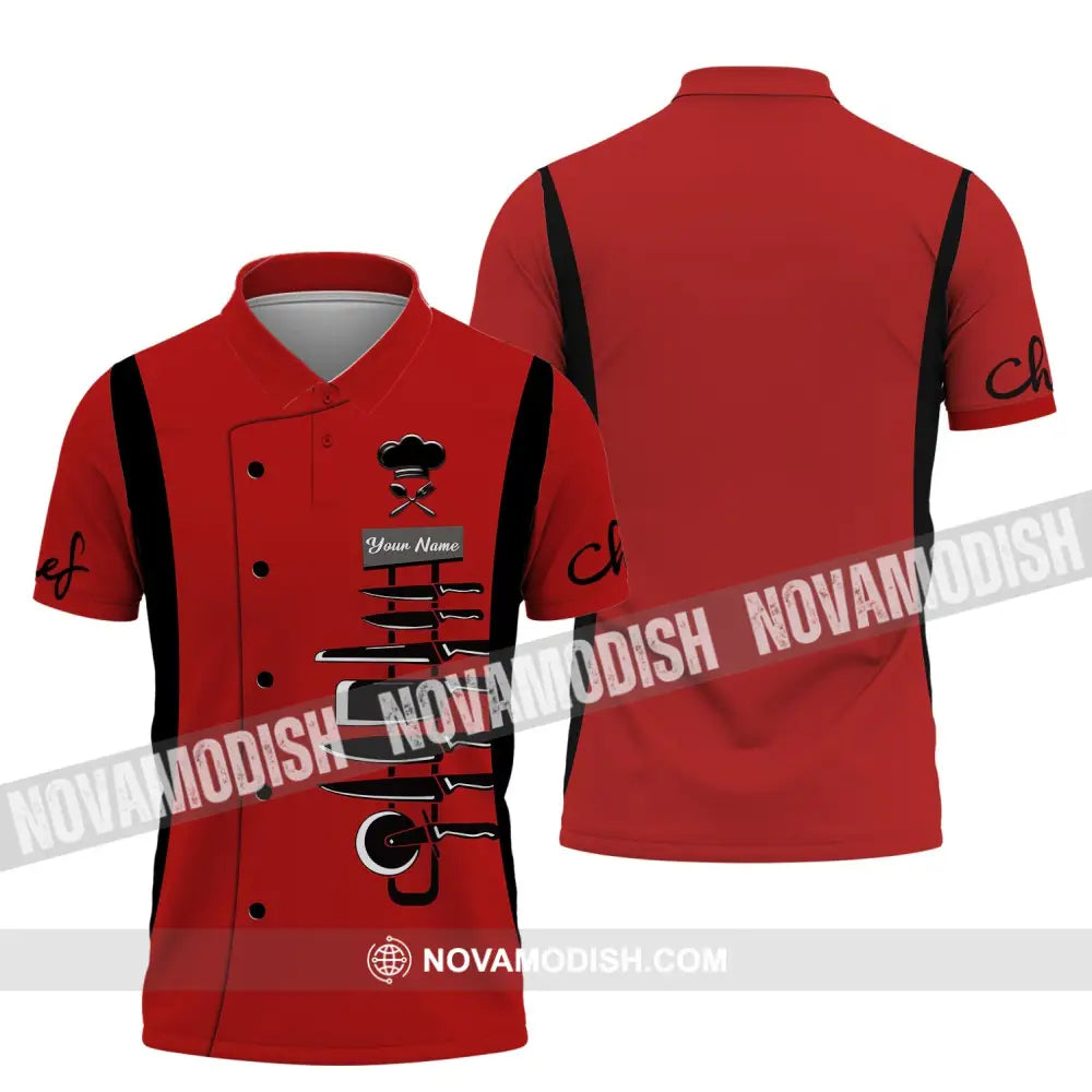 Unisex Shirt - Custom Name Shirt For Chef - Knife Collection Polo Shirt / S T-shirt