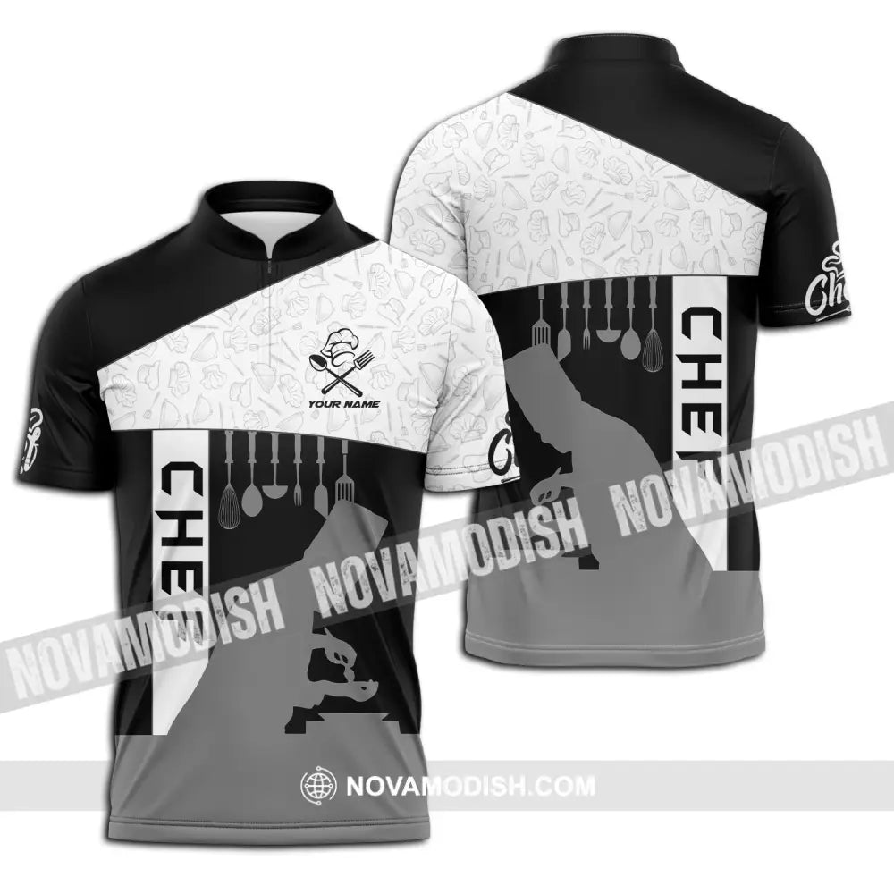 Unisex Shirt - Custom Name Shirt For Chef Master Chef Zipper Polo Shirt / S T-shirt