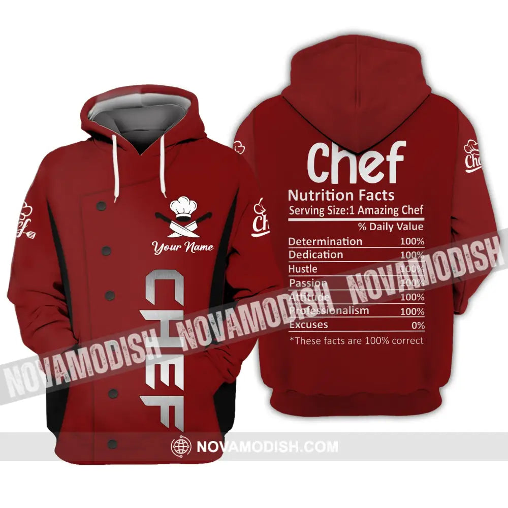 Unisex Shirt Custom Name For Chef Nutrition Fact Cooking Apparel Hoodie / S T-Shirt