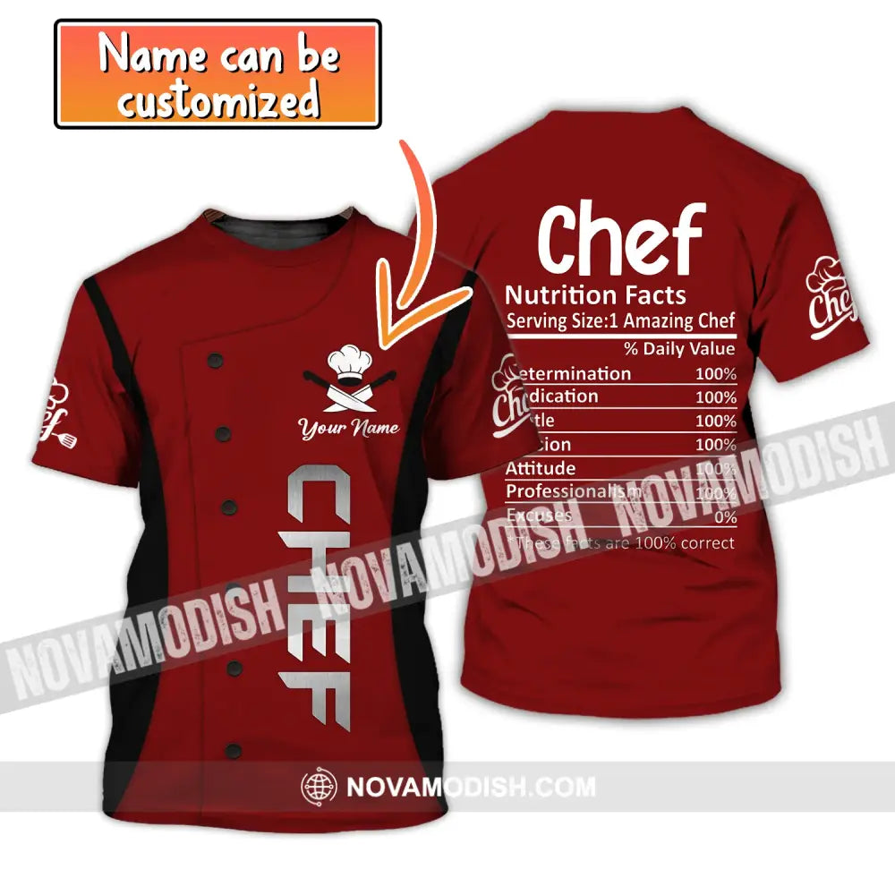 Unisex Shirt Custom Name For Chef Nutrition Fact Cooking Apparel T-Shirt