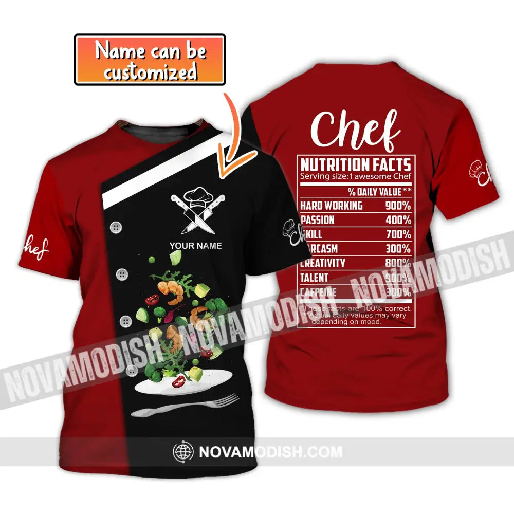 Unisex Shirt Custom Name For Chef Nutrition Fact T-Shirt Apparel T-Shirt