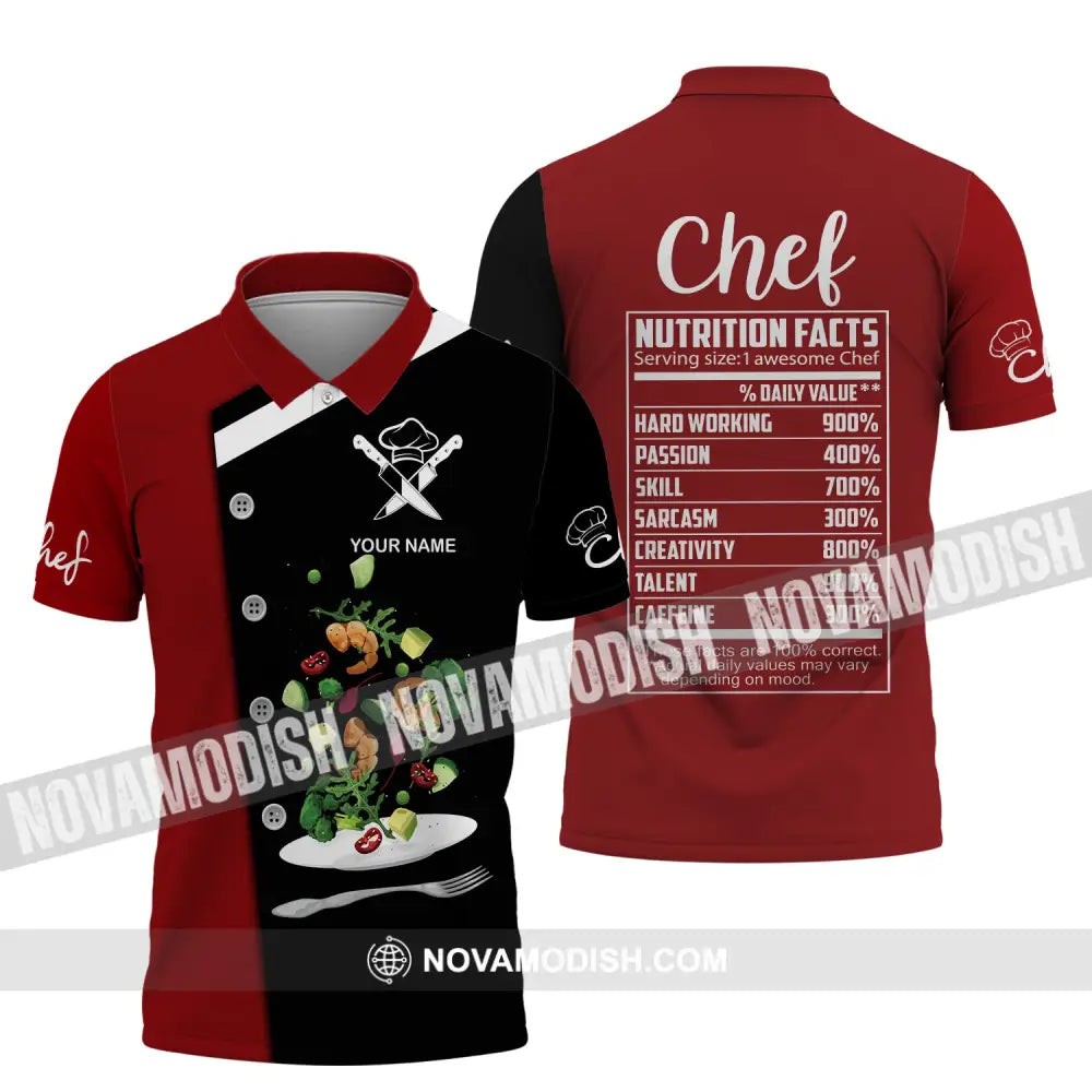 Unisex Shirt Custom Name For Chef Nutrition Fact T-Shirt Apparel Polo / S T-Shirt