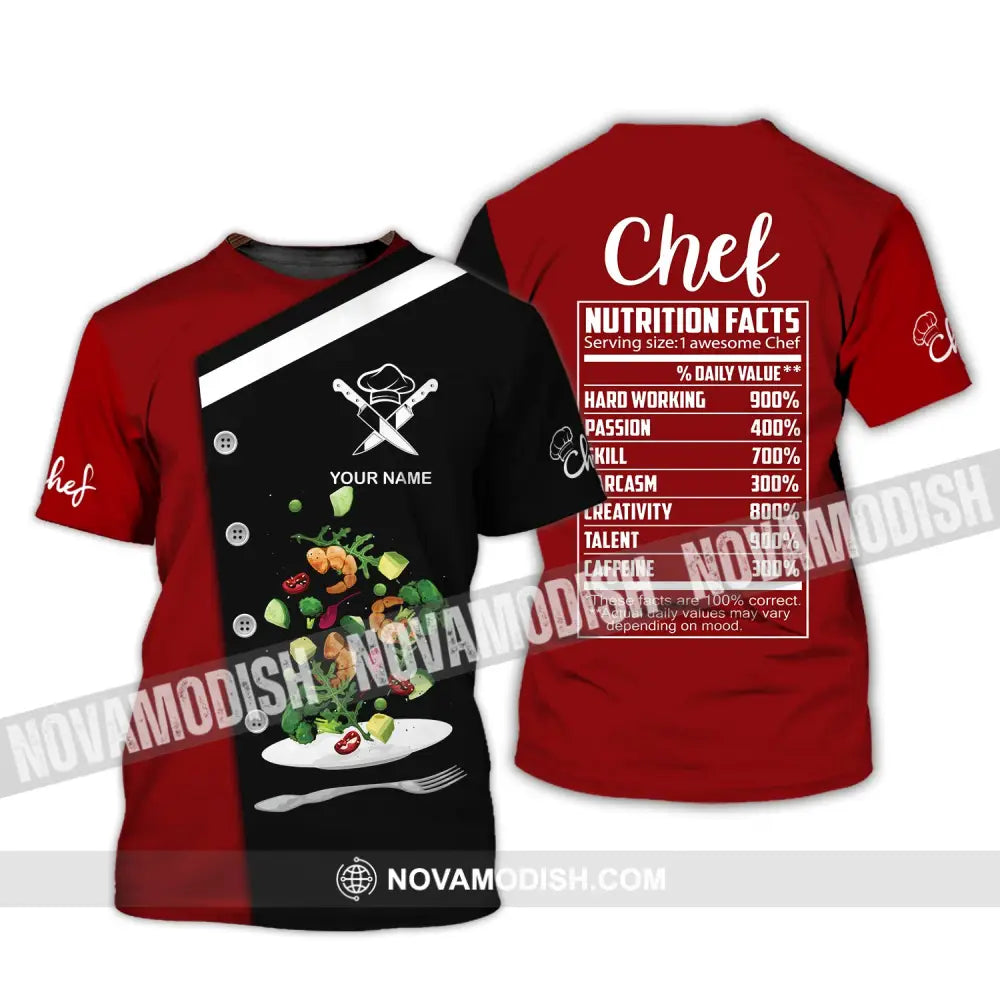 Unisex Shirt Custom Name For Chef Nutrition Fact T-Shirt Apparel T-Shirt / S