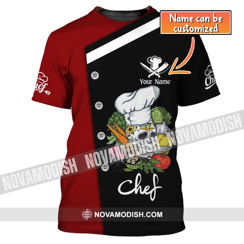 Unisex Shirt Custom Name For Chef Skull T-Shirt Apparel T-Shirt