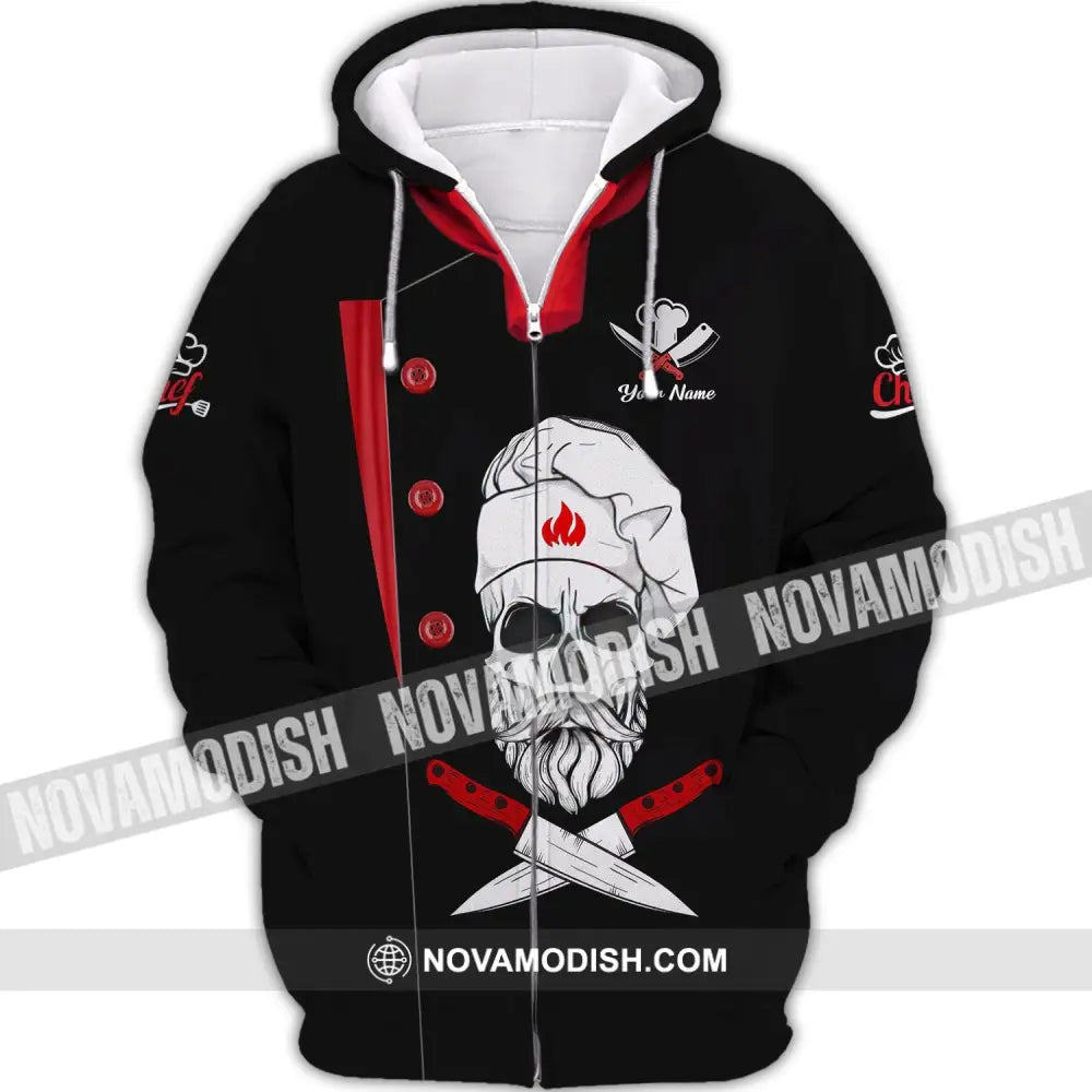 Unisex Shirt - Custom Name Shirt For Chef - Skullcap Chef Zipper Hoodie / S T-shirt