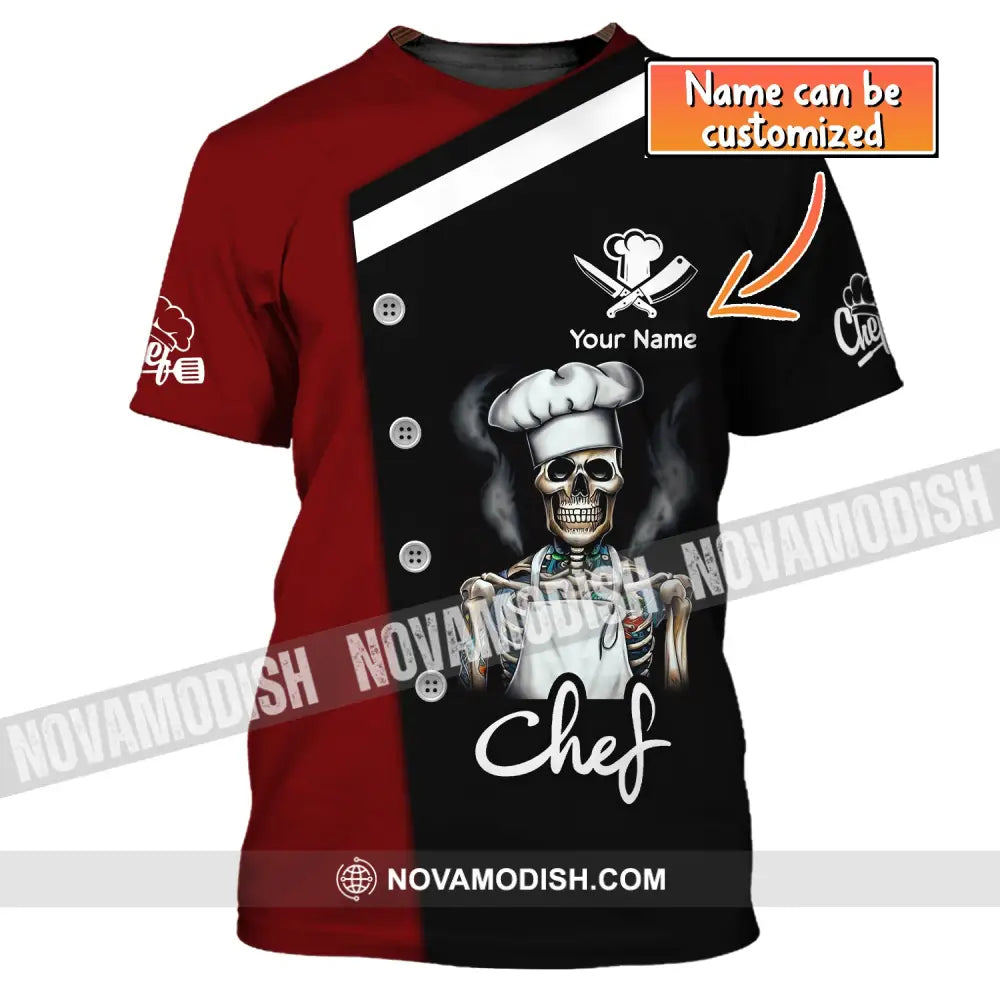 Unisex Shirt Custom Name For Chef T-Shirt Skull Apparel T-Shirt