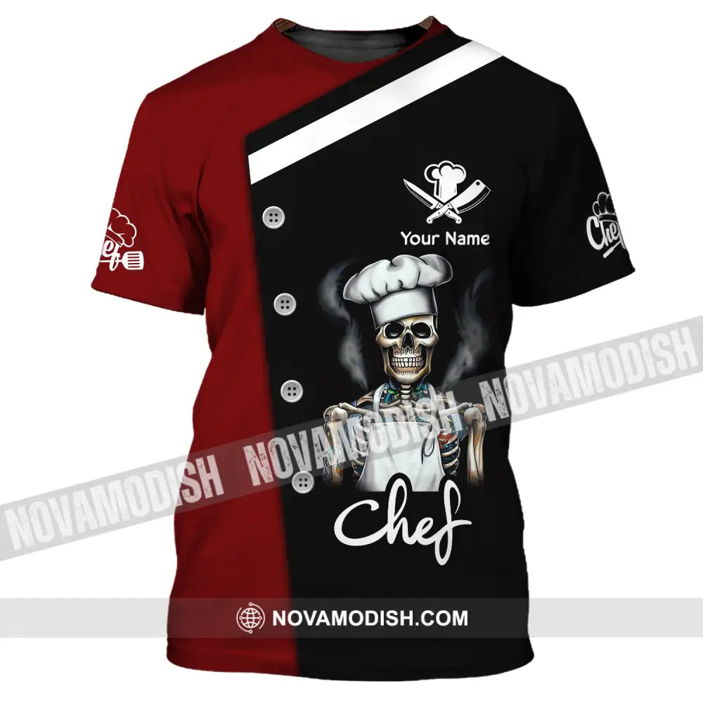 Unisex Shirt Custom Name For Chef T-Shirt Skull Apparel T-Shirt / S