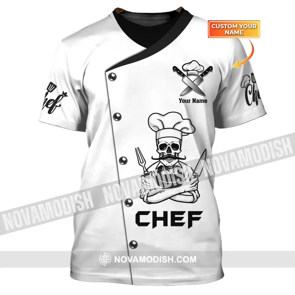 Unisex Shirt Custom Name For Chef T-Shirt Skull Beard Apparel T-Shirt