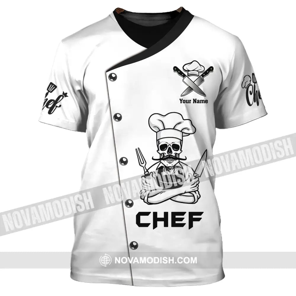 Unisex Shirt Custom Name For Chef T-Shirt Skull Beard Apparel T-Shirt / S
