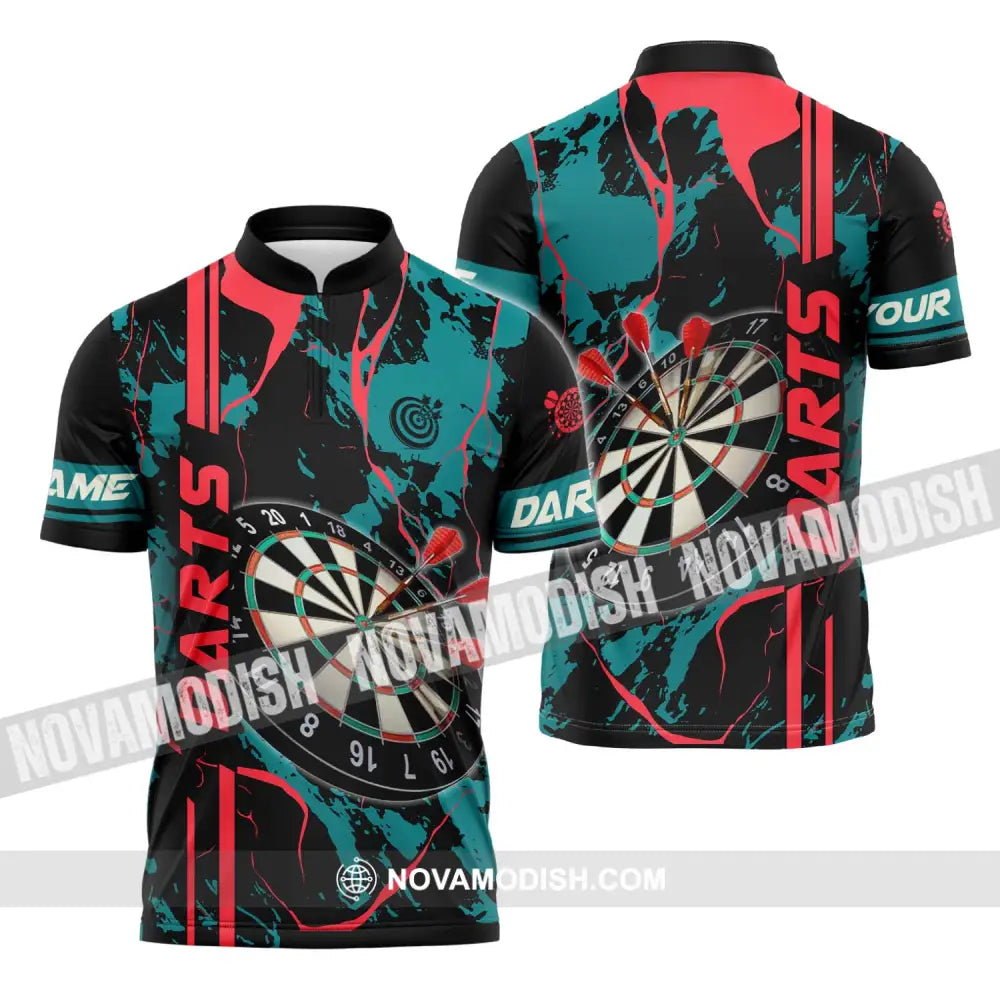 Unisex Shirt - Custom Name Shirt For Darts Lover Zipper Polo Shirt / S T-shirt