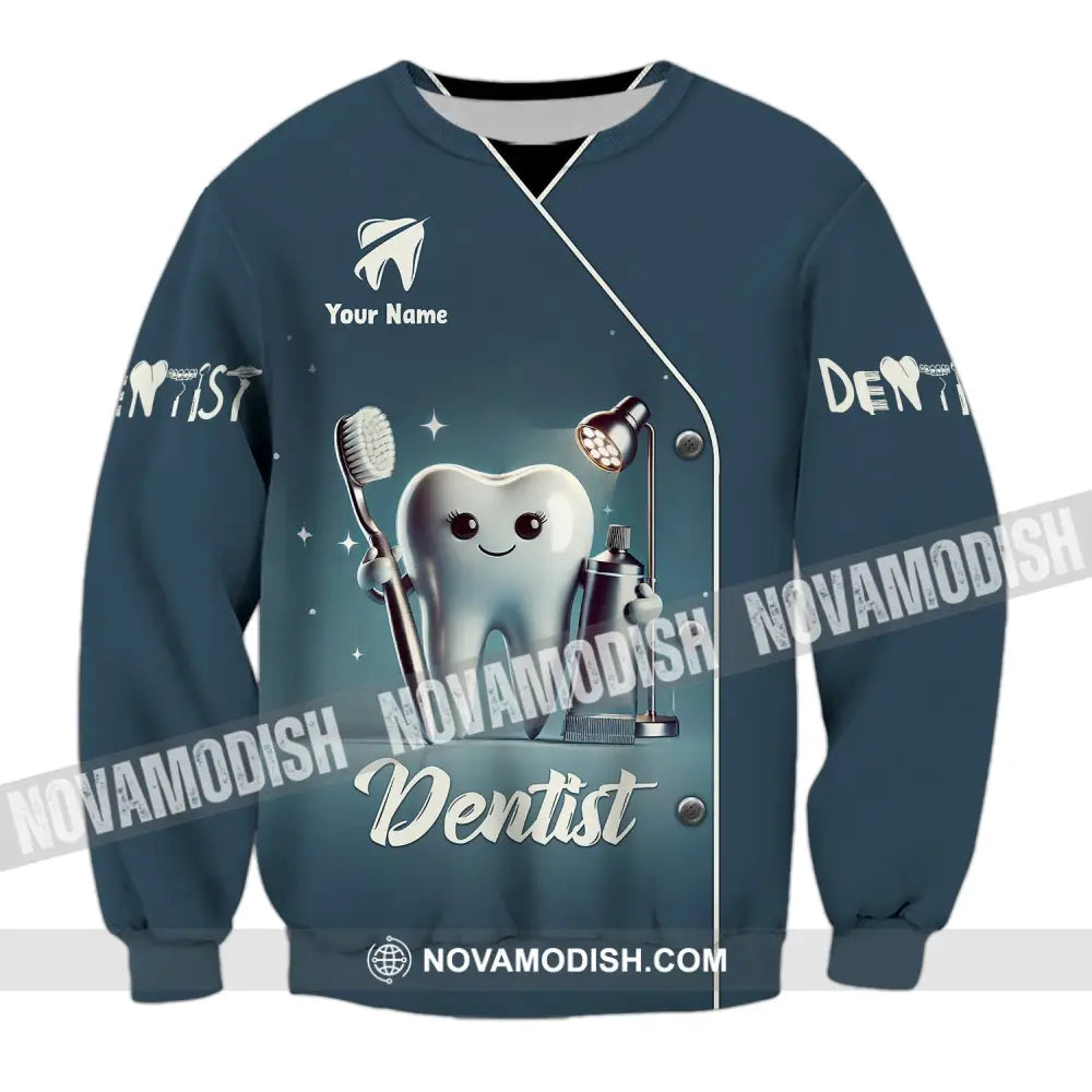 Unisex Shirt - Custom Name For Dentist Tooth Long Sleeve / S T-Shirt