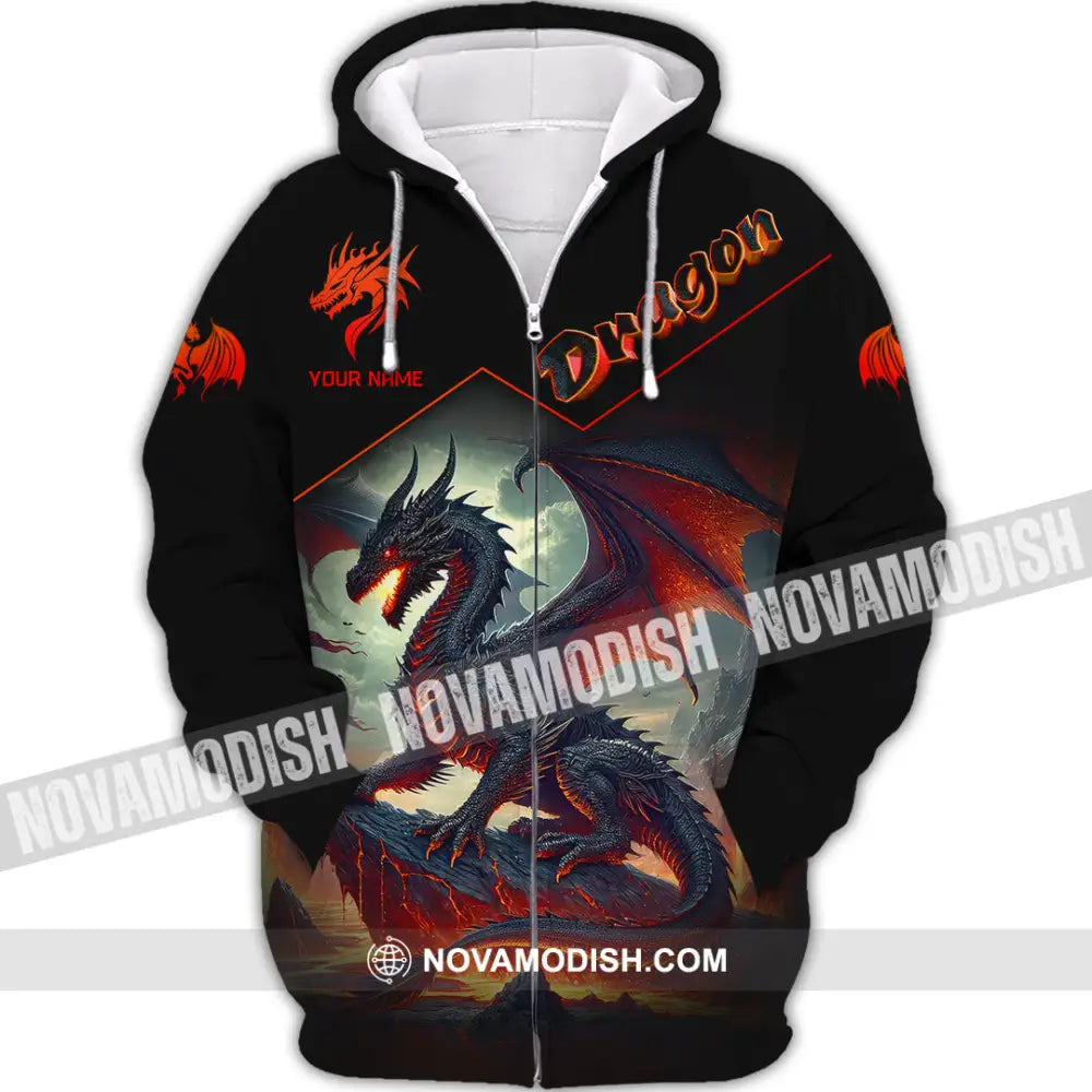 Unisex Shirt Custom Name For Dragon Lover T-Shirt Hoodie Long Sleeve Zipper / S T-Shirt