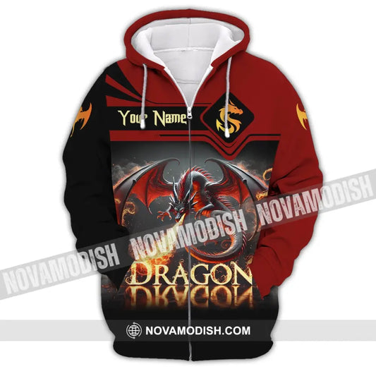 Unisex Shirt Custom Name For Dragon Lover T-Shirt Hoodie Long Sleeve Zipper / S T-Shirt