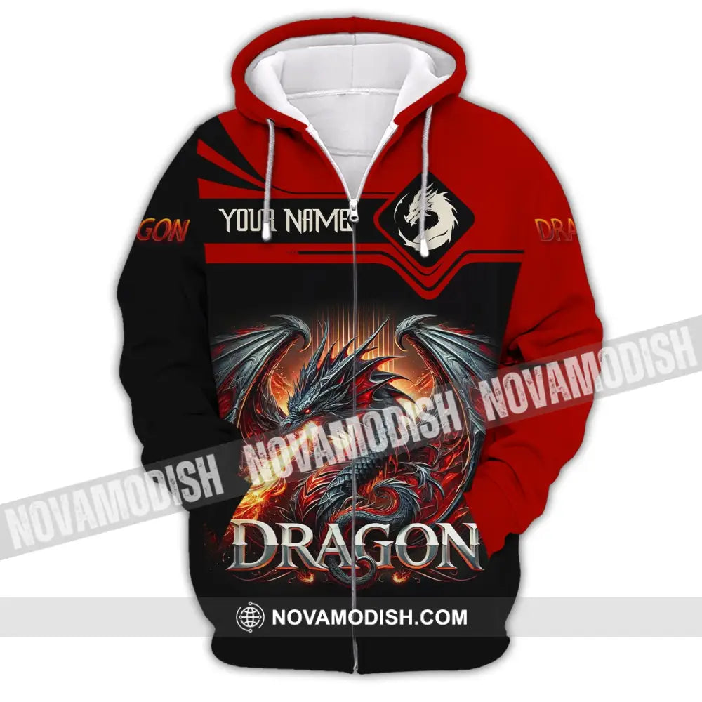 Unisex Shirt Custom Name For Dragon Lover T-Shirt Hoodie Long Sleeve Zipper / S T-Shirt