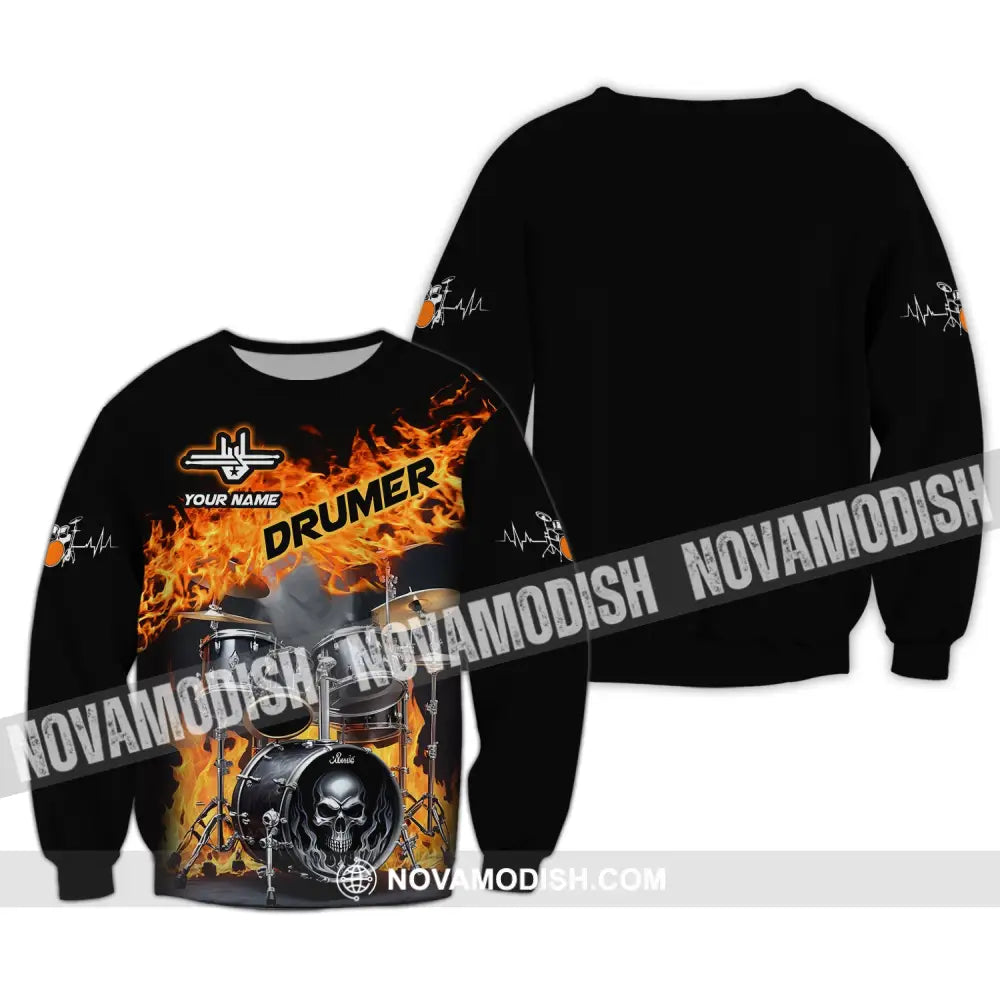 Unisex Shirt Custom Name For Drummer Gift Long Sleeve / S T-Shirt