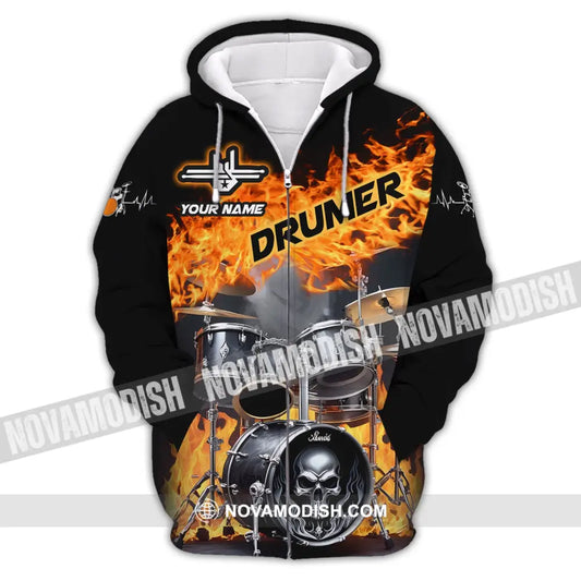 Unisex Shirt Custom Name For Drummer Gift Zipper Hoodie / S T-Shirt