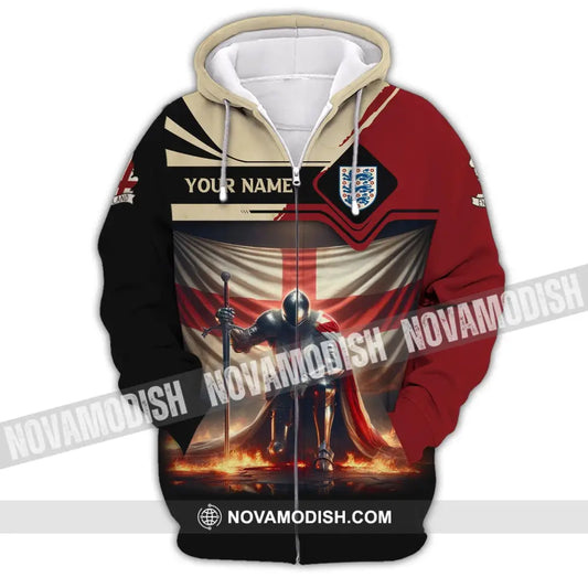 Unisex Shirt Custom Name For England Lover T-Shirt Hoodie Long Sleeve Zipper / S T-Shirt