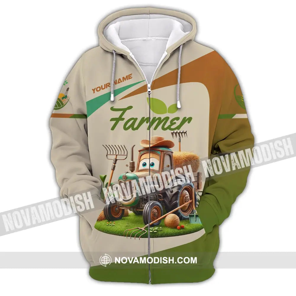 Unisex Shirt Custom Name For Farmer T-Shirt Hoodie Long Sleeve Zipper / S T-Shirt