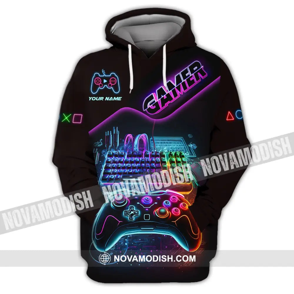 Unisex Shirt Custom Name For Game Lover Gamer T-Shirt Gift Gamers Hoodie / S T-Shirt