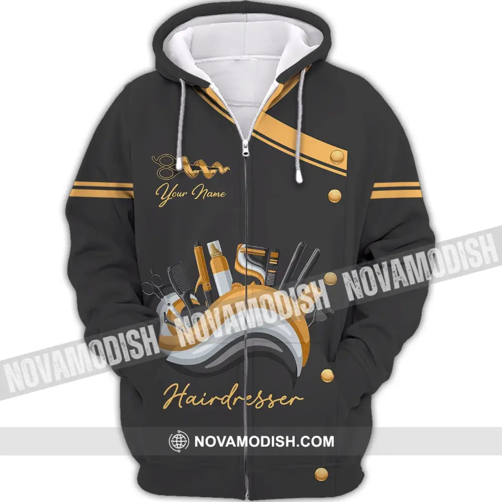 Unisex Shirt - Custom Name Shirt - Shirt For Hairdresser Zipper Hoodie / S T-shirt