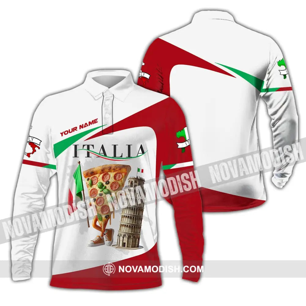 Unisex Shirt Custom Name For Italia Lover T-Shirt Hoodie Long Sleeve Polo / S T-Shirt