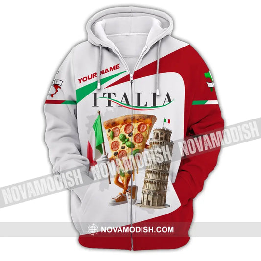 Unisex Shirt Custom Name For Italia Lover T-Shirt Hoodie Long Sleeve Zipper / S T-Shirt