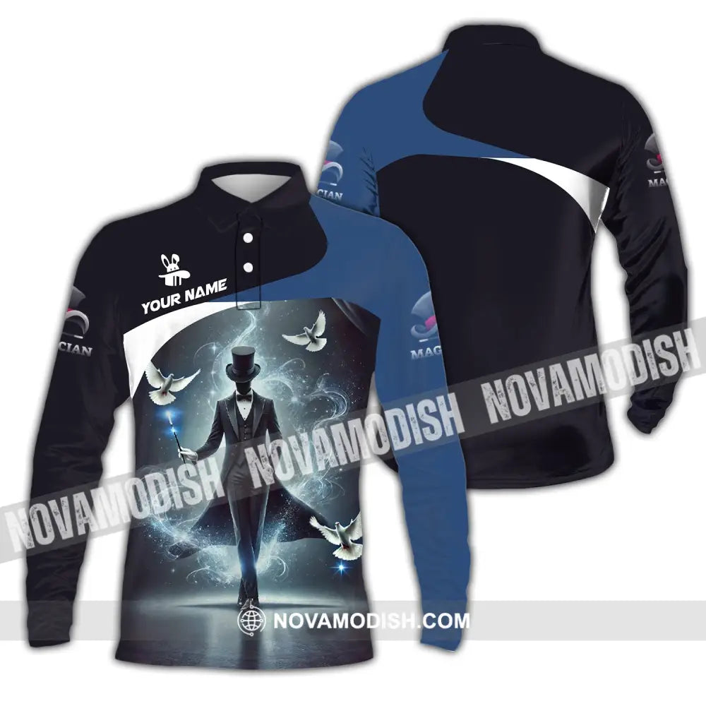 Unisex Shirt Custom Name For Magician T-Shirt Hoodie Long Sleeve Polo / S T-Shirt