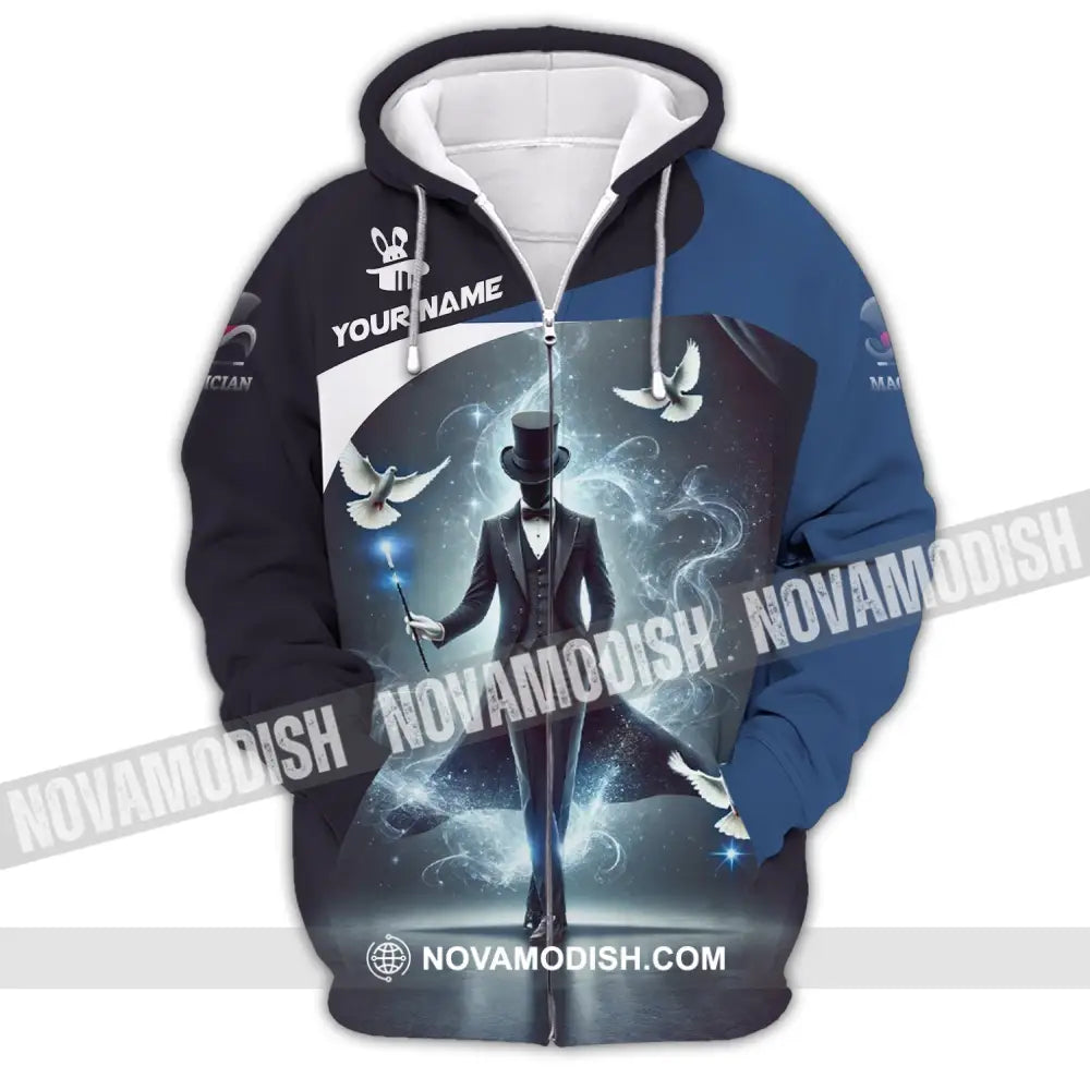 Unisex Shirt Custom Name For Magician T-Shirt Hoodie Long Sleeve Zipper / S T-Shirt