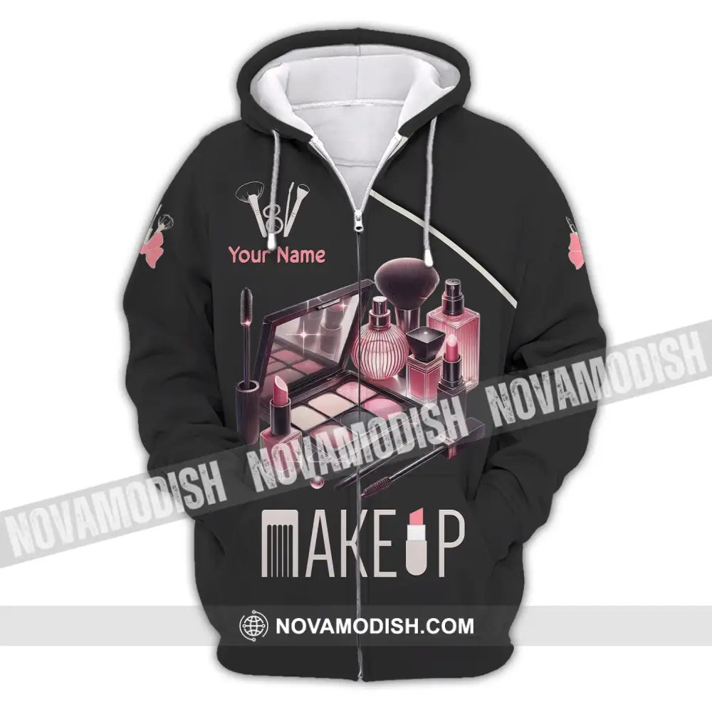 Unisex Shirt - Custom Name For Make Up Lover Zipper Hoodie / S T-Shirt