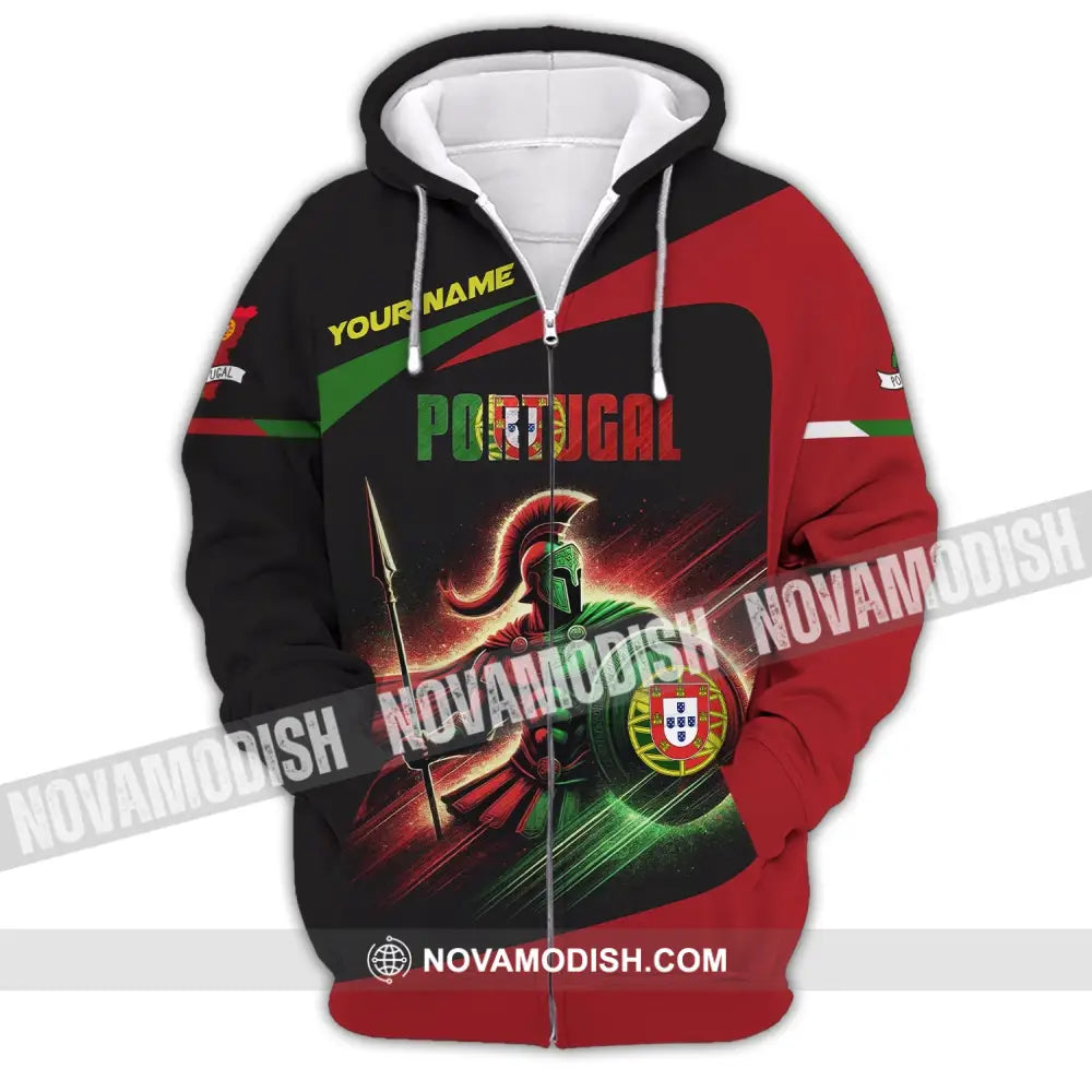 Unisex Shirt Custom Name For Portugal Lover T-Shirt Hoodie Long Sleeve Zipper / S T-Shirt