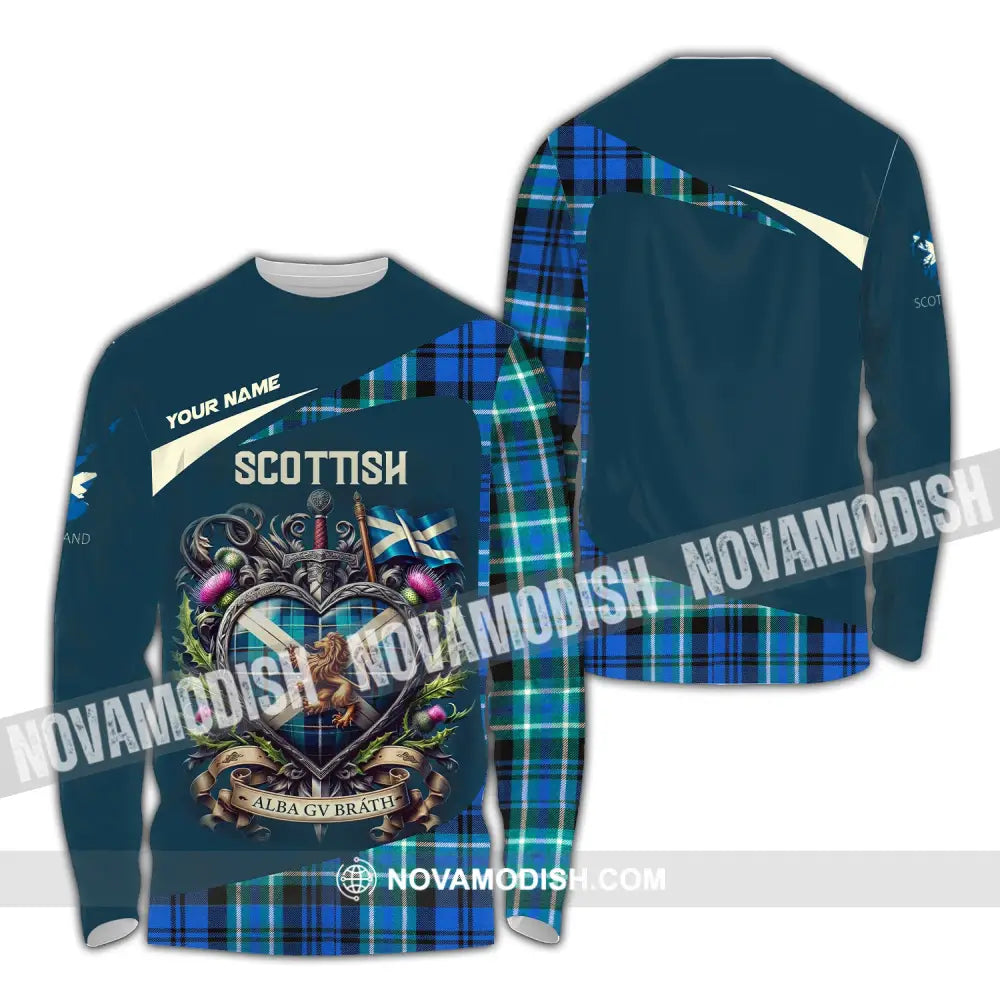 Unisex Shirt Custom Name For Scottish Scotland Hoodie Polo Long Sleeve / S T-Shirt