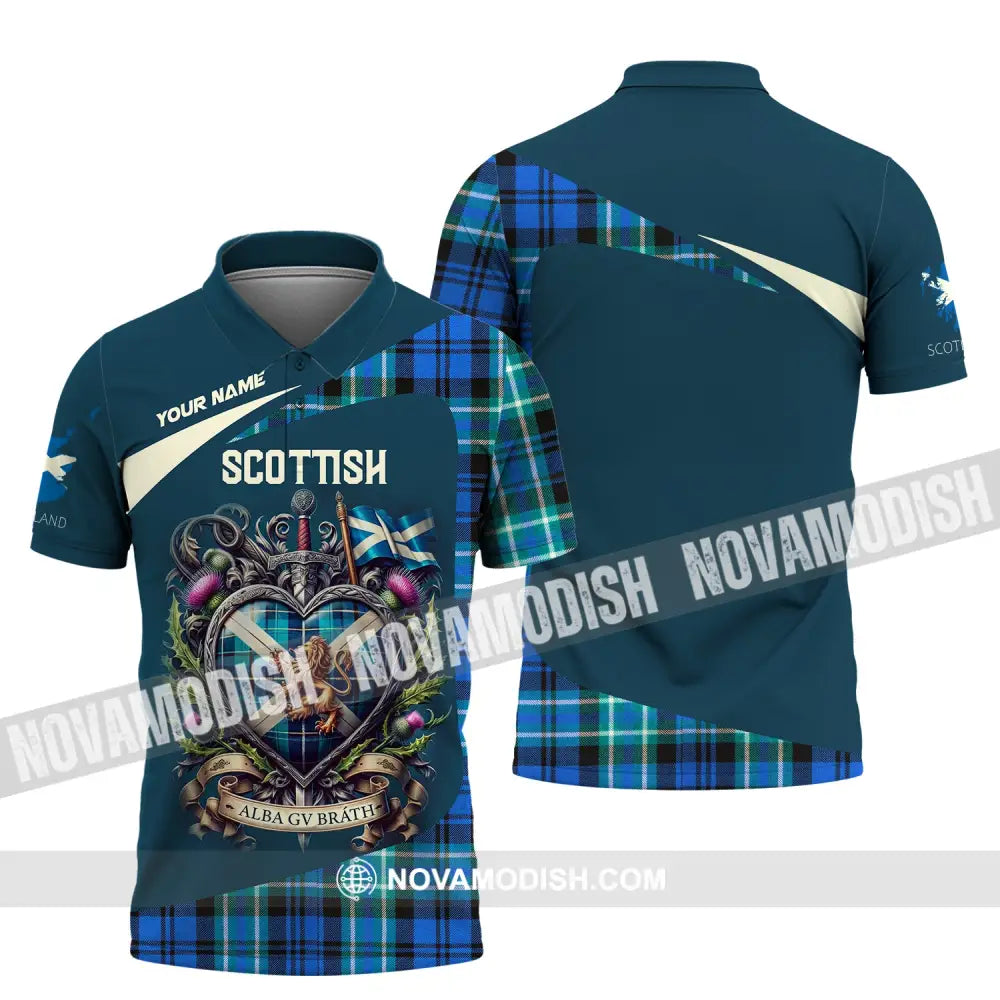 Unisex Shirt Custom Name For Scottish Scotland Hoodie Polo Long Sleeve / S T-Shirt