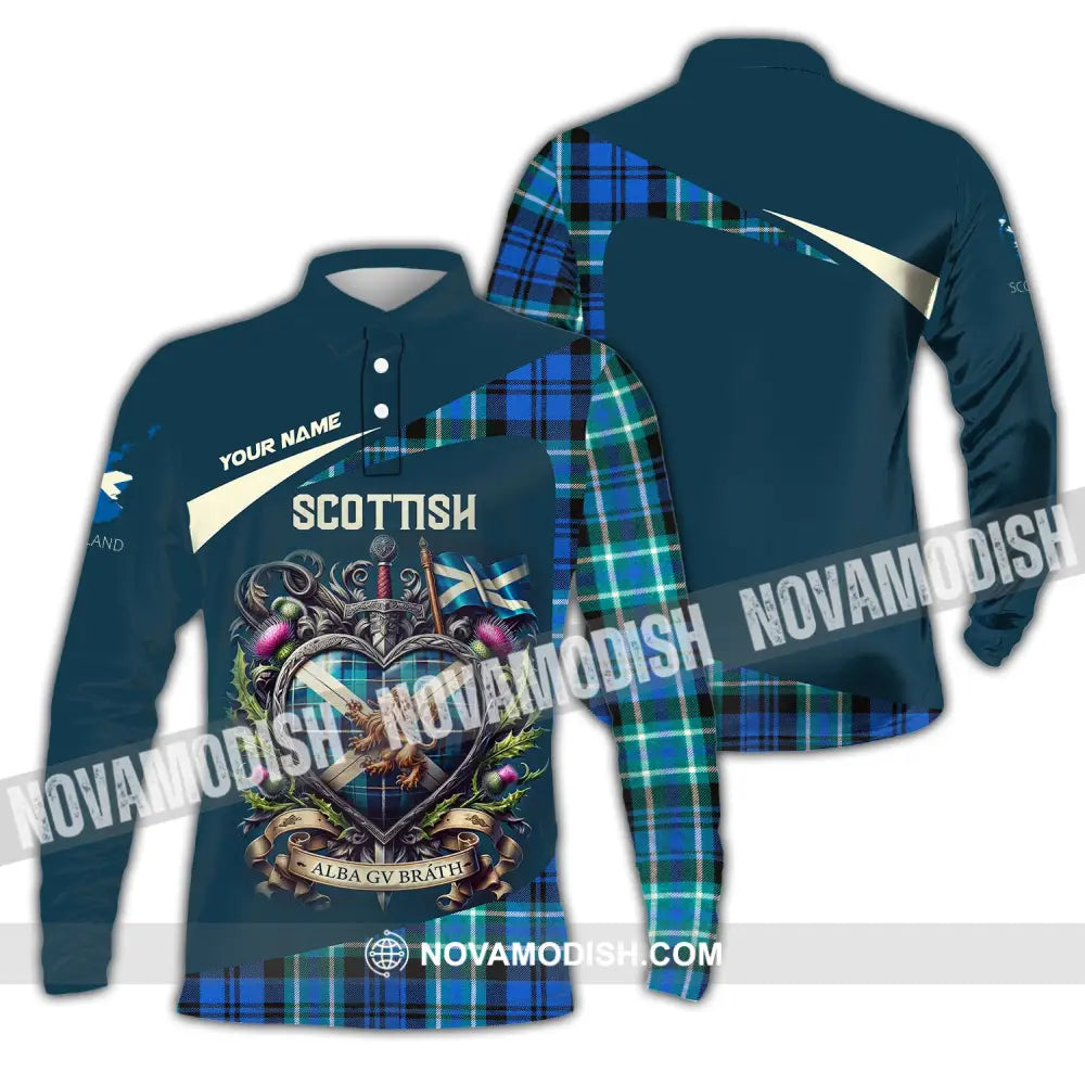 Unisex Shirt Custom Name For Scottish Scotland Hoodie Polo Long Sleeve / S T-Shirt