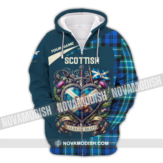 Unisex Shirt Custom Name For Scottish Scotland Hoodie Polo Long Sleeve Zipper / S T-Shirt