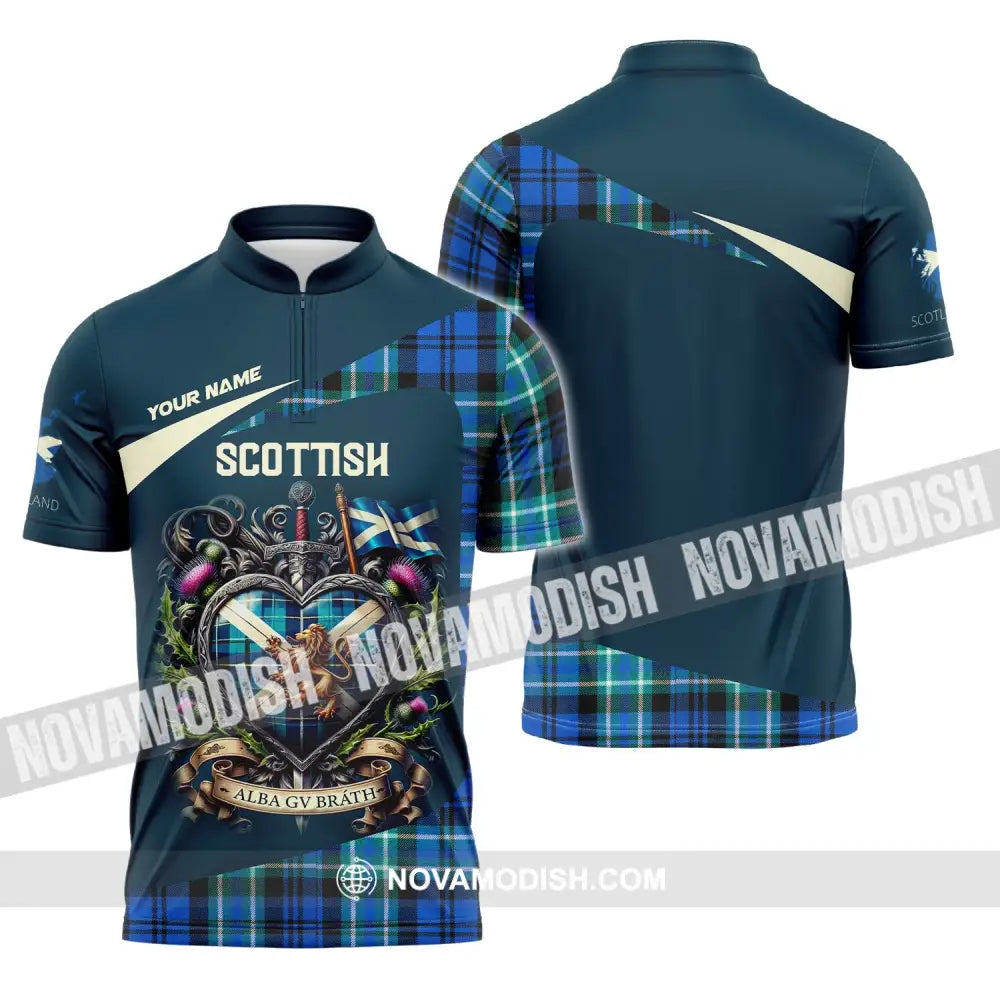 Unisex Shirt Custom Name For Scottish Scotland Hoodie Polo Long Sleeve Zipper / S T-Shirt