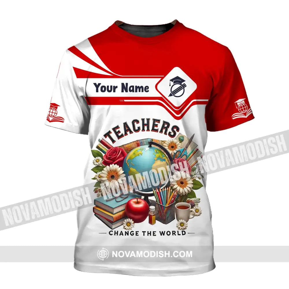 Unisex Shirt Custom Name For Teacher Polo Long Sleeve Back To School Gift T-Shirt / S T-Shirt