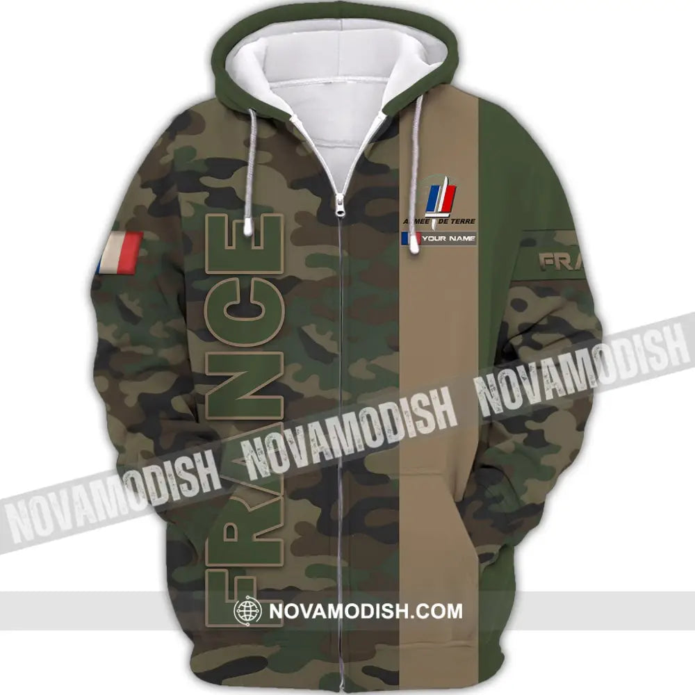Unisex Shirt - Custom Name Shirt - France Armee De Terre Name Shirt Zipper Hoodie / S T-shirt