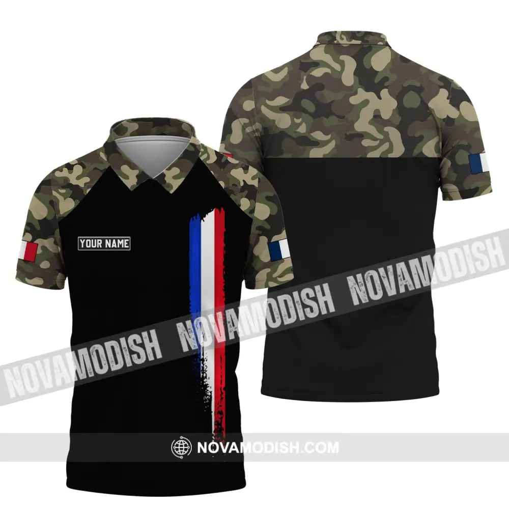 Unisex Shirt - Custom Name Shirt - France Logo Flag Color Line Shirt Polo Shirt / S T-shirt