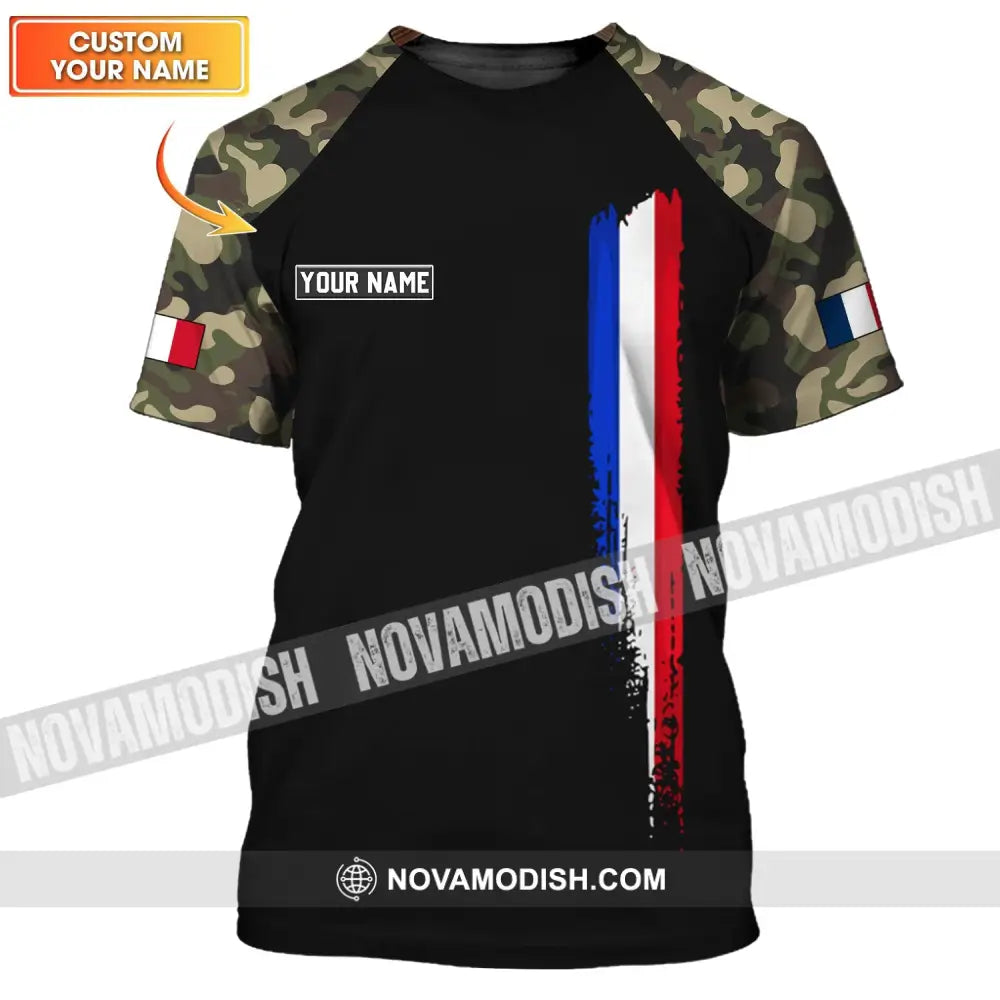 Unisex Shirt - Custom Name Shirt - France Logo Flag Color Line Shirt T-shirt