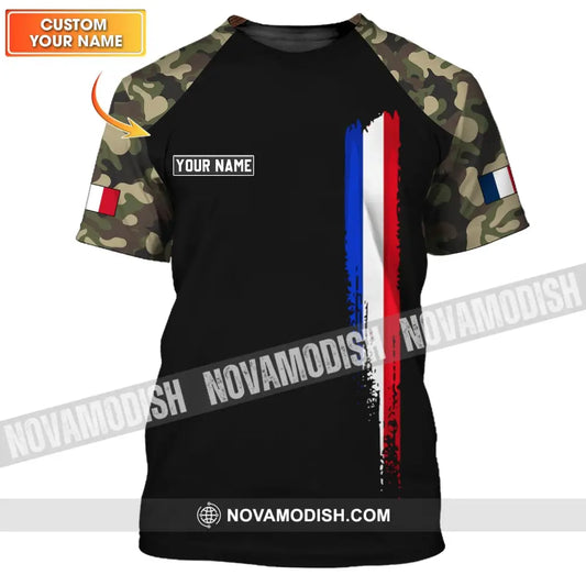 Unisex Shirt - Custom Name Shirt - France Logo Flag Color Line Shirt T-shirt